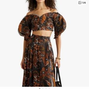 Mara Hoffman Jauna Off the shoulder Brown & Black Printed Crop top - size 4